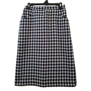 Classic Fashions 12 Skirt‎ Black White Houndstooth Career Office Twee Academia